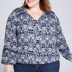 Lane Bryant 26/28 button front peasant top plus
